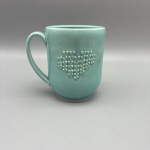 Studio Art Pottery Mug‎ By JaMpdx Turquoise With Hearts